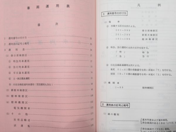 東武鉄道「列車取扱方 車両運用表」