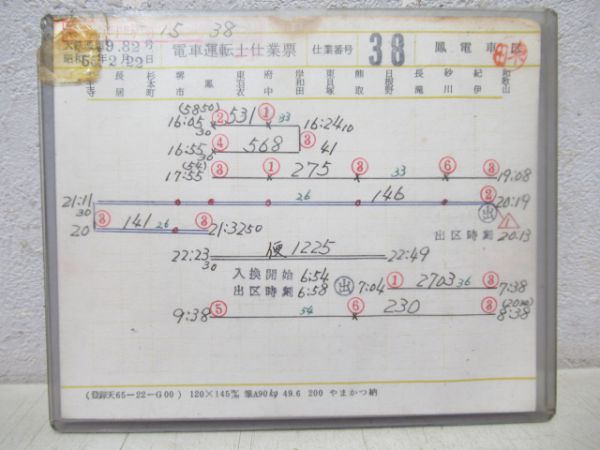鳳電車区運転士仕業票揃い