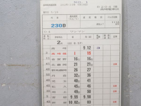 高崎電車区 B204行路 揃い