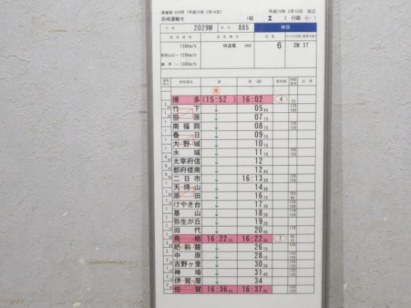 長崎運輸センター 2行路 揃い (885系 特急入り)