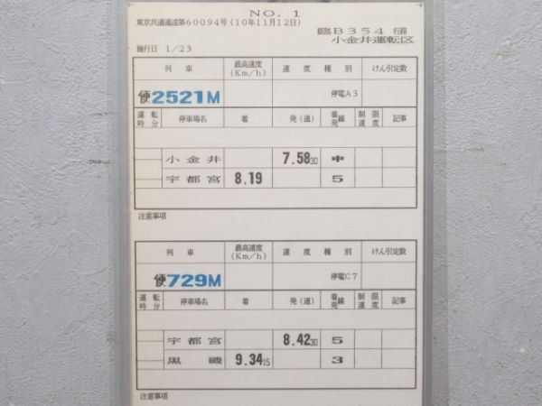 小金井運転区 臨B354行路 揃い (583系)
