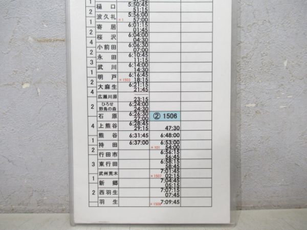 秩父鉄道 乗務員仕業時刻表 平日53 影明