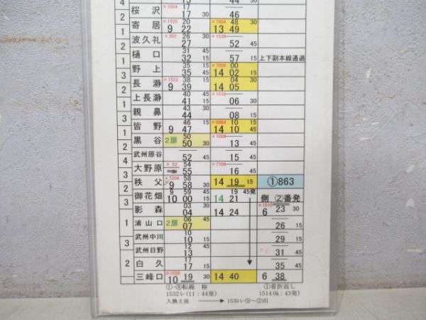 秩父鉄道 乗務員仕業時刻表 明影 209 (急行入り)