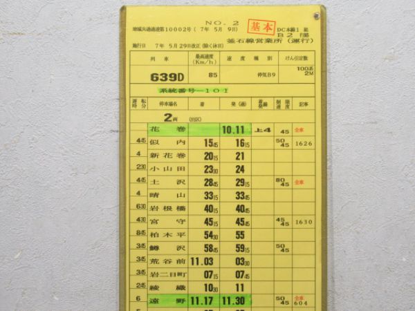 釜石線営業所 DC1組B2行路 揃い