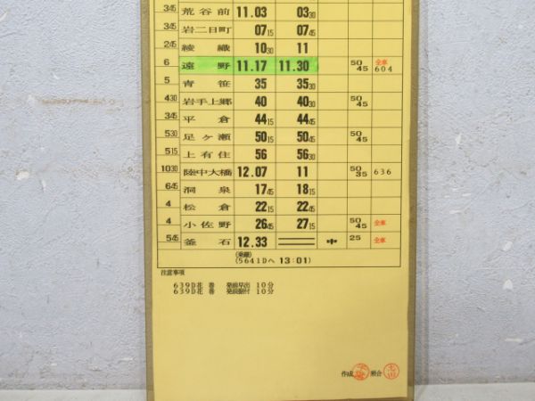 釜石線営業所 DC1組B2行路 揃い