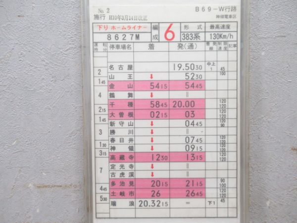 神領電車区 B69W行路 (ホームライナー)