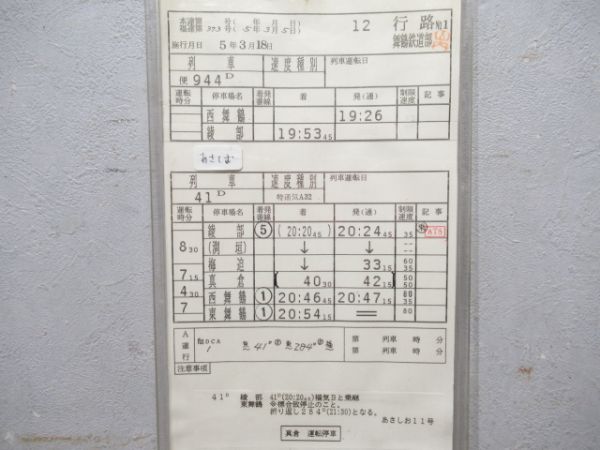 舞鶴鉄道部 12行路 (あさしお 入り)