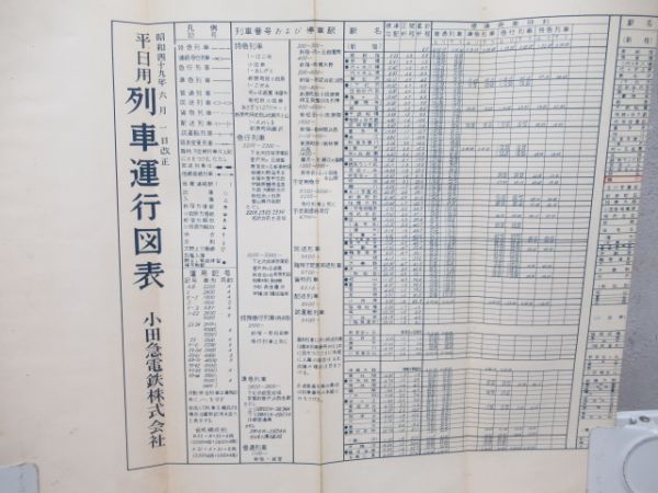 列車運行図表　小田急電鉄㈱　昭和49年