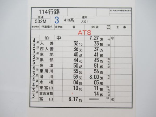あいの風 とやま鉄道 114行路(521系) 揃い