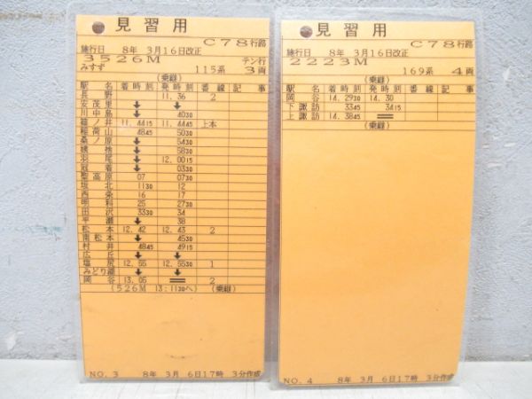車掌時刻表 松本運輸区 C78行路揃い (見習用)