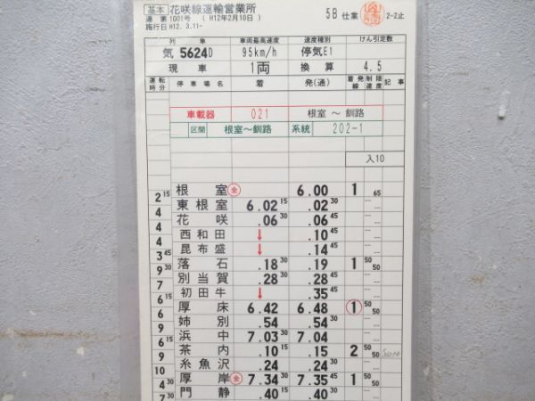 花咲線運輸営業所　5B仕業揃い