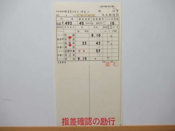 木次鉄道部 排雪列車 宍道往復 (通票表示 入り)