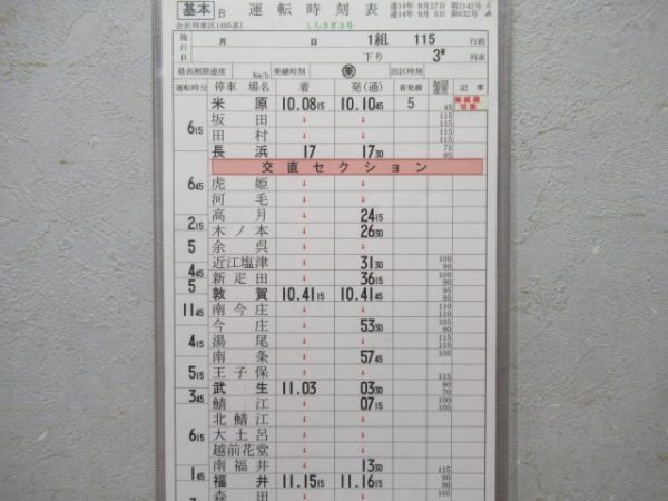 金沢列車区　1組115行路揃い「加越・しらさぎ」