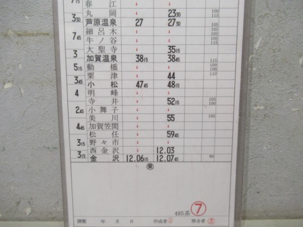 金沢列車区　1組115行路揃い「加越・しらさぎ」