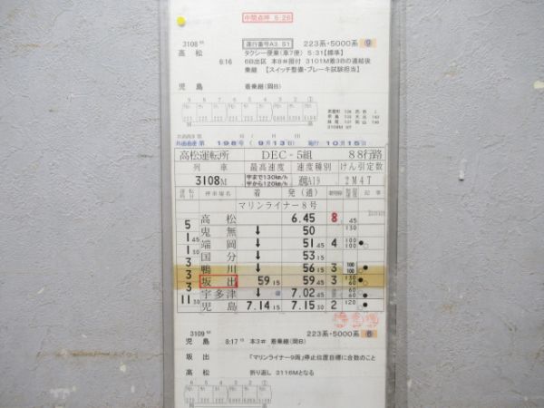 高松運転所 88行路 揃い (マリンライナー) 