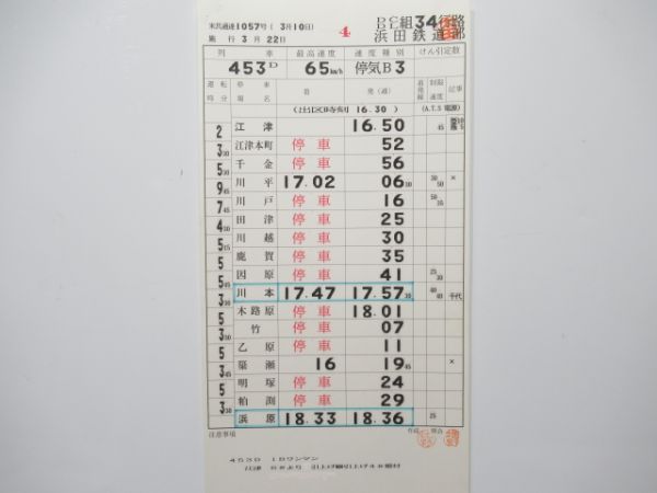 浜田鉄道部 DC/DL34行路 揃い