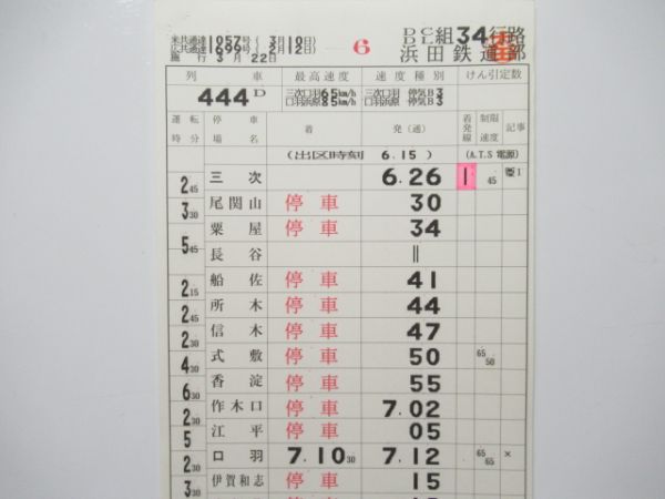 浜田鉄道部 DC/DL34行路 揃い