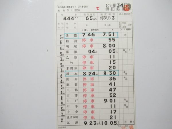 浜田鉄道部 DC/DL34行路 揃い