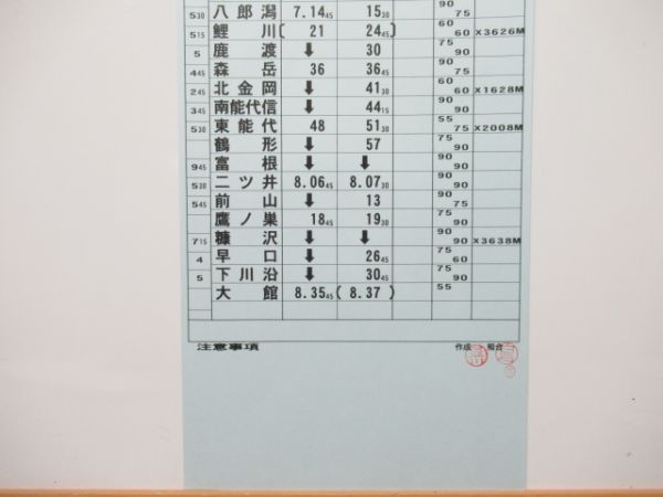 秋田運輸区 変B32行路 (寝台特急 あけぼの・特急 かもしか) 