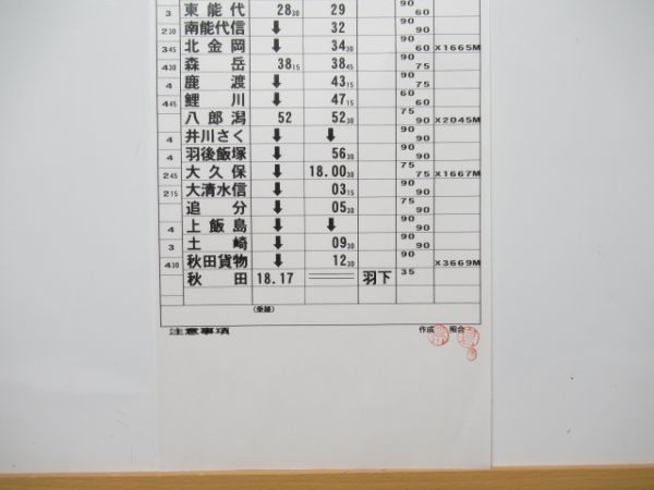 秋田運輸区 変B32行路 (寝台特急 あけぼの・特急 かもしか) 