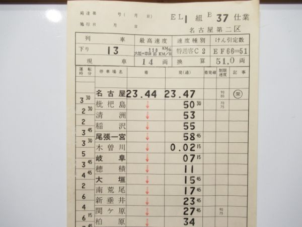 名古屋第二区　EL1組B37仕業「EF66特急あさかぜ」