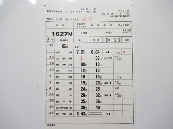 新津運輸区 B2211行路 揃い (115系など 牽引)