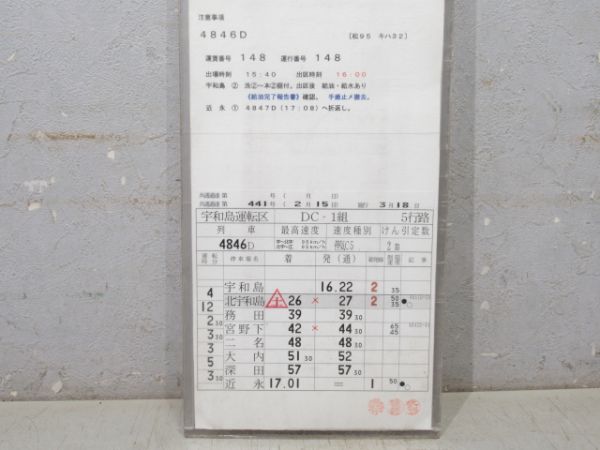 宇和島運転区 DC-1組 5行路 揃い (キハ32)