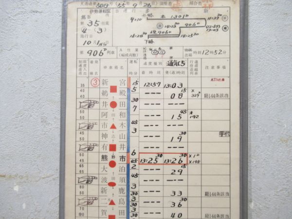 伊勢運転区　気B第35仕業揃い「急行はまゆう」　通票入り