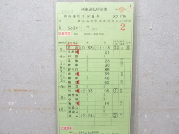 岡山運転区 DC 82行路 揃い