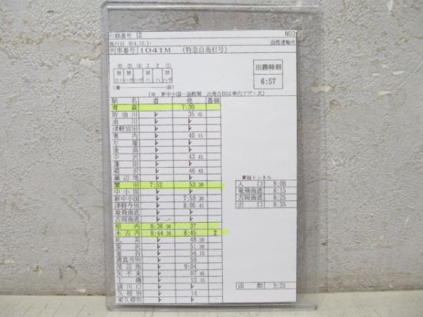 車掌時刻表 函館運輸所 揃い (特急 白鳥など)