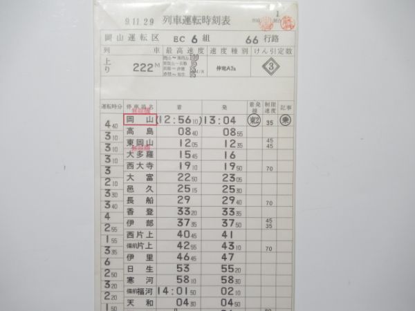 岡山運転区 EC 66行路 (115系)
