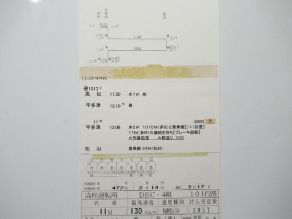 高松運転所 DEC 101行路 (特急 しおかぜ)