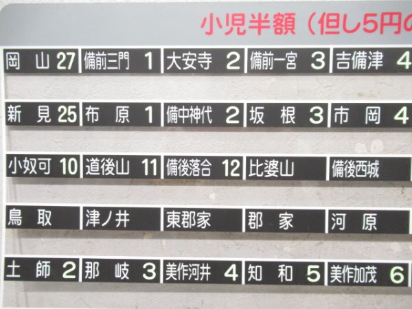 キハ120系運賃表パネル