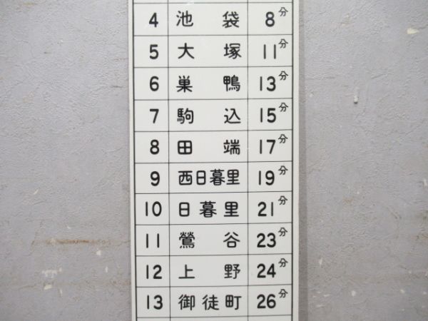 新宿駅 山手線 外回り用 所要時間案内板