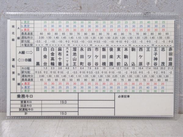 営団 地下鉄 南北線 行路表 3枚組