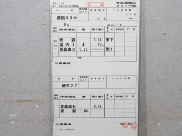 青森運輸区 B27行路 揃い (特急 白鳥・スーパー白鳥)