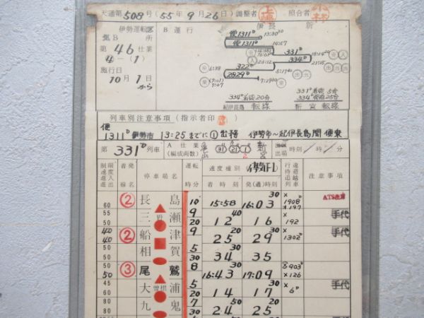 伊勢運転区　気B第46仕業　通票入り