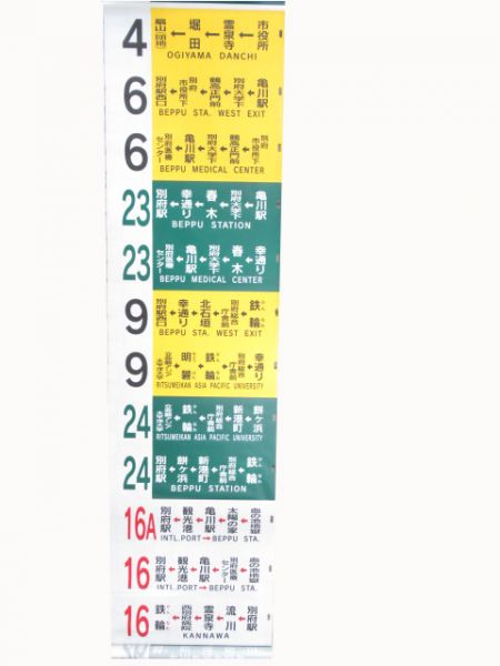 亀の井バス行先方向幕