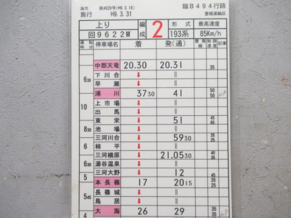 豊橋運輸区　臨B494行路揃い「193系」