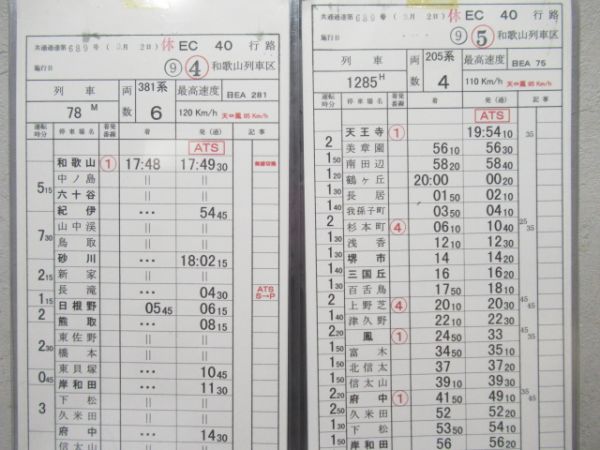 和歌山列車区　休EC40行路揃い「381系」入り