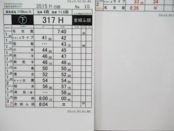 名古屋臨海高速鉄道　3515H行路揃い