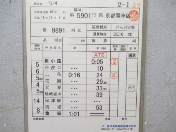 京都電車区　臨DL5901行路「DE10」