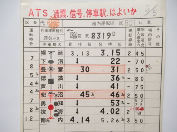 稚内運転区2仕業　通票入り