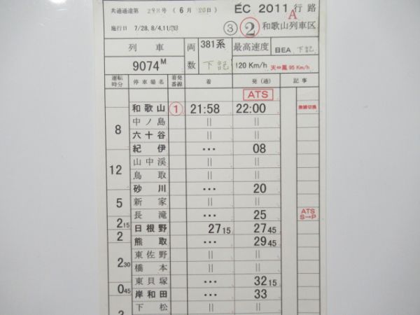 和歌山列車区　EC2011行路「381系 特急くろしお」