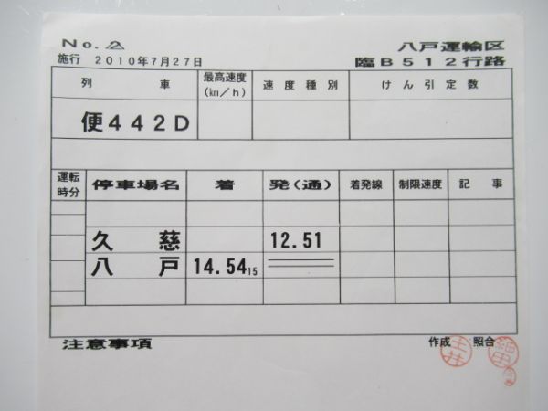 八戸運輸区　DC本線臨B512行路揃い「リアスシーライナー」