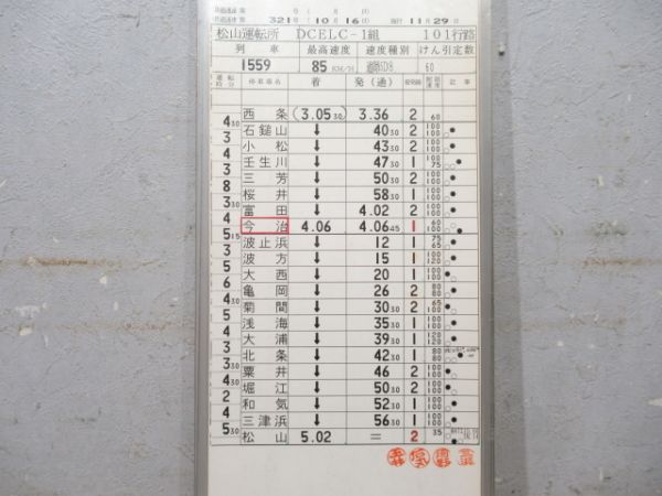 松山運転所 予讃線 101行路 揃い