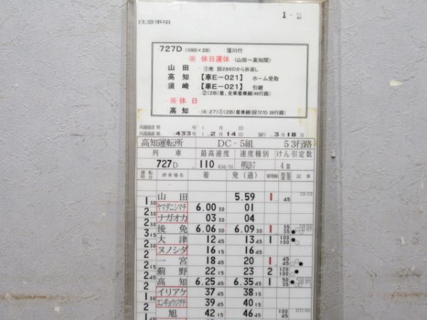 高知運転所 土讃線 53行路 揃い
