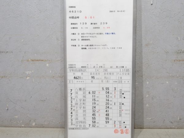 宇和島運転区 予土・予讃線 11行路 揃い