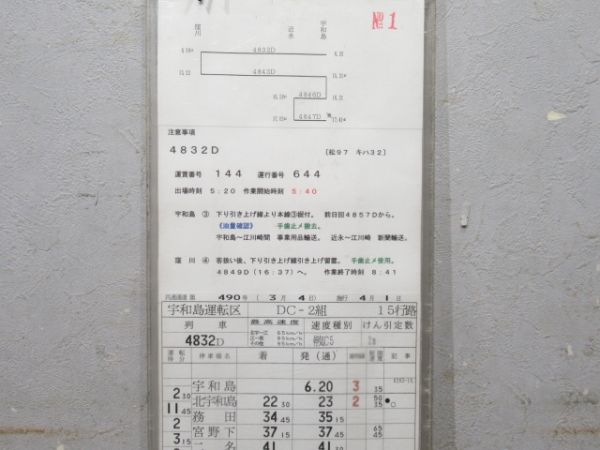 宇和島運転区 予土線 15行路 揃い (キハ32)