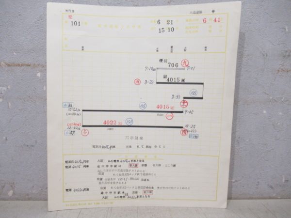 電車運転士点呼表　宮原電車区 変101仕業「雷鳥」